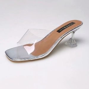 SHEIN Clear Open Toe Heeled Mules